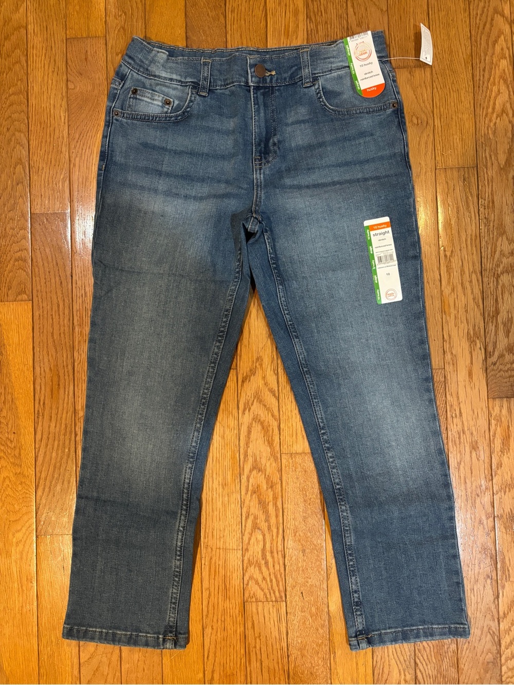 Wonder Nation Boys 10 Husky Straight Leg Jeans Denim Reinforced Knee NWT